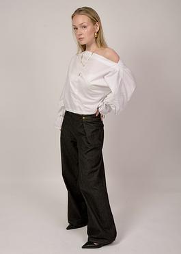 Adjustable Wide Leg Denim Trousers