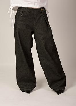 Adjustable Wide Leg Denim Trousers