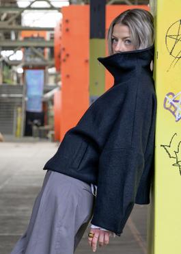 High Collar Cropped Wool Bouclé Jacket